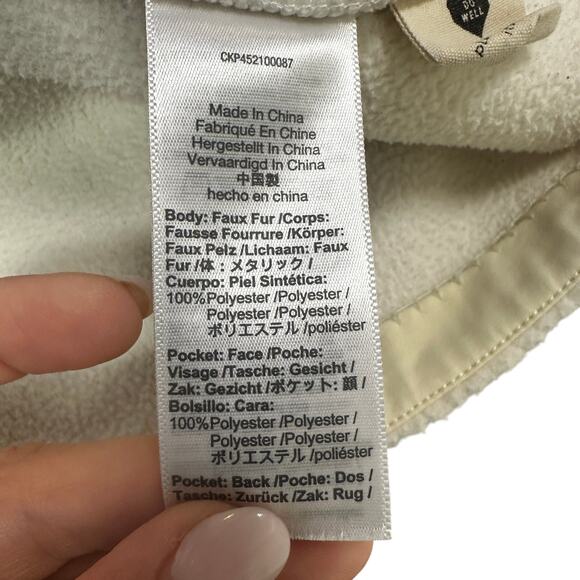 Madewell Cream Fleece 1/4 Zip Fleece Popover Jacket Barn Pockets Green Boxy Cozy - Picture 9 of 11